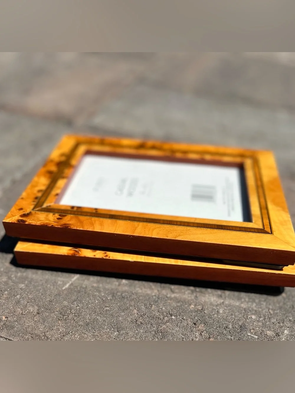 Set of 2 Vintage Burl Wood Picture Frames | Faux Burlwood 4x6 Frames